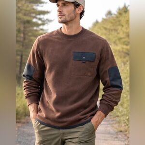 New Balance‎ NB Heat Fleece Crewneck Sweatshirt men’s medium brown Outdoor Crew